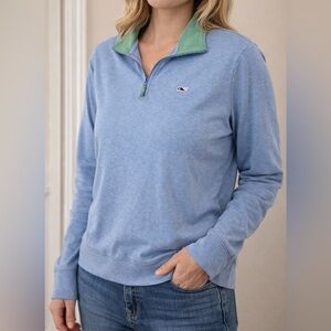 Vineyard Vines Quarter-Zip Pullover Blue Green Collar Size S